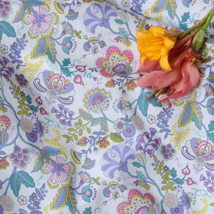 HKM-078675 Long Cotton Printed Fabric - Digital Floral Design for Women's Summer Clothing