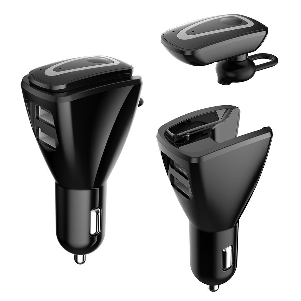 HKM-078739 Wireless Bluetooth Headset with Dual USB Charging Compartment for Car Use