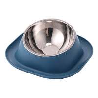 HKM-0787645 Stainless Steel Anti-Tip Cat Bowl with Oblique Mouth for Leak-Proof Feeding