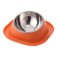 HKM-0787645 Stainless Steel Anti-Tip Cat Bowl with Oblique Mouth for Leak-Proof Feeding