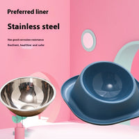 HKM-0787645 Stainless Steel Anti-Tip Cat Bowl with Oblique Mouth for Leak-Proof Feeding