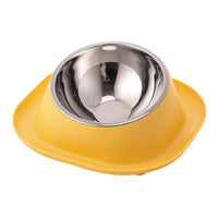 HKM-0787645 Stainless Steel Anti-Tip Cat Bowl with Oblique Mouth for Leak-Proof Feeding