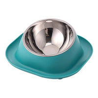 HKM-0787645 Stainless Steel Anti-Tip Cat Bowl with Oblique Mouth for Leak-Proof Feeding