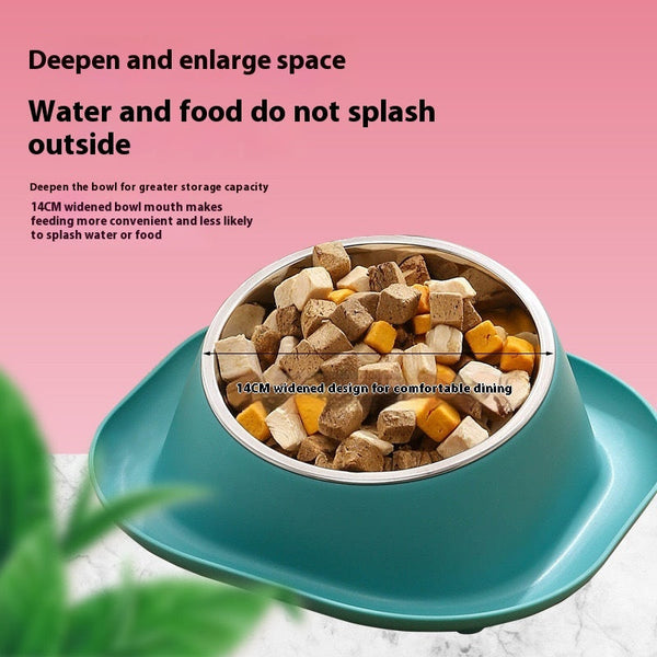HKM-0787645 Stainless Steel Anti-Tip Cat Bowl with Oblique Mouth for Leak-Proof Feeding