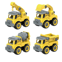 HKM-078803 DIY Assembly Mini Truck Set - 4Pcs Plastic Free Wheel Car Toys for Ages 2-13