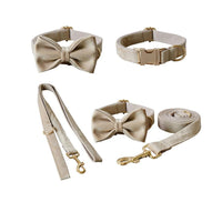 HKM-078867 Nude Velvet Dog Collar with Bow Detail - Casual All-Season Accessory