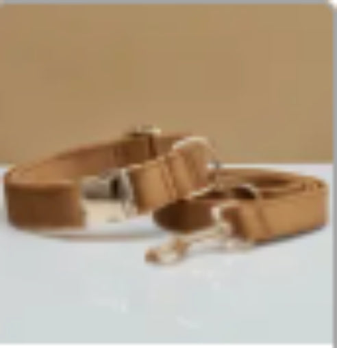 HKM-0789437 Multiple Color Velvet Dog Collar and Leash Set with Bow Tie
