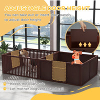 HKM-0792893 Comfortable Whelping Box for Dogs with Removable Doors, Indoor Puppy Playpen, 81" x 39" x 20", Coffee Brown
