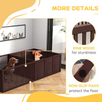 HKM-0792893 Comfortable Whelping Box for Dogs with Removable Doors, Indoor Puppy Playpen, 81" x 39" x 20", Coffee Brown