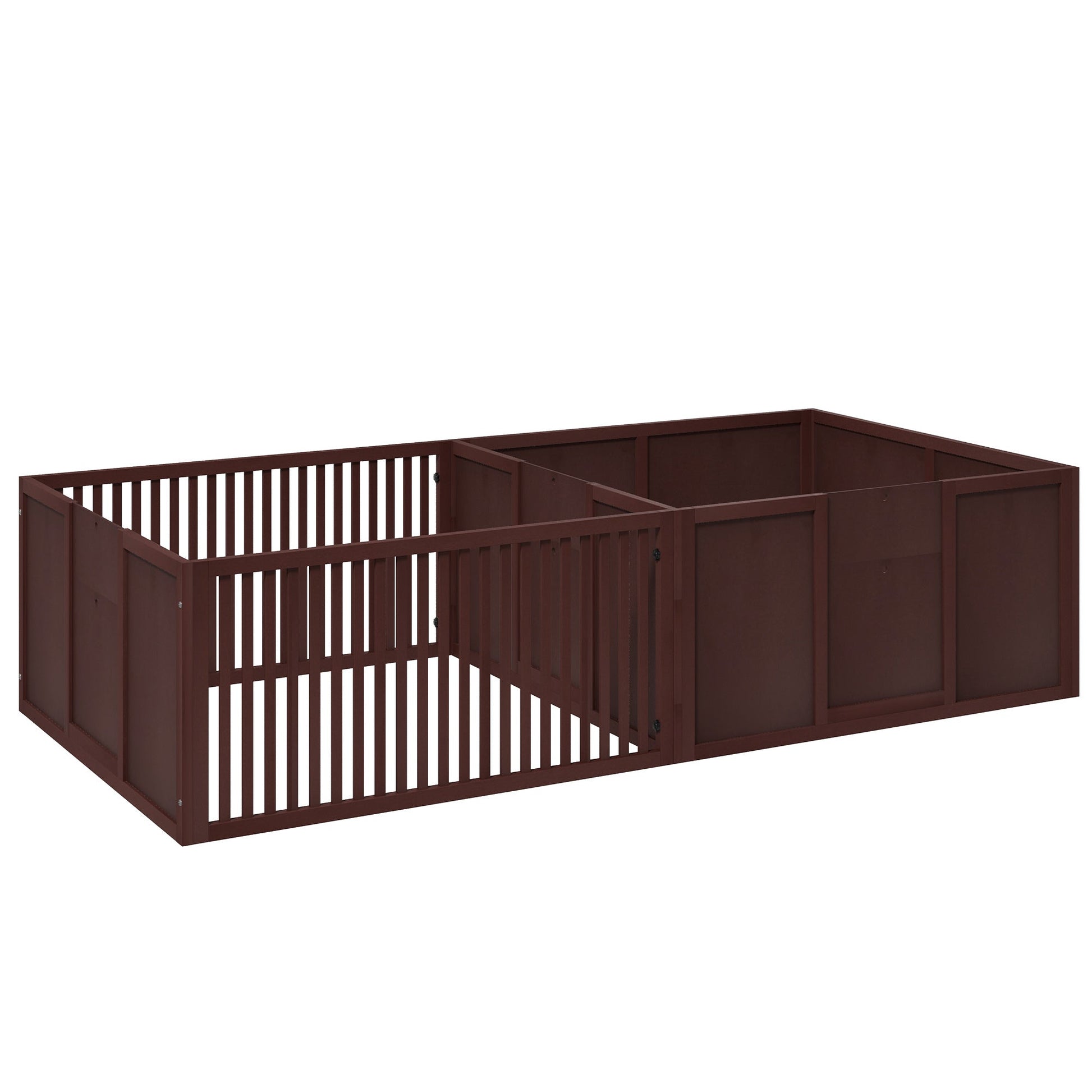 HKM-0792893 Comfortable Whelping Box for Dogs with Removable Doors, Indoor Puppy Playpen, 81" x 39" x 20", Coffee Brown