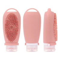 HKM-079315 Portable 100ML Reusable Silicone Travel Shampoo and Lotion Bottle with Cleaning Brushes