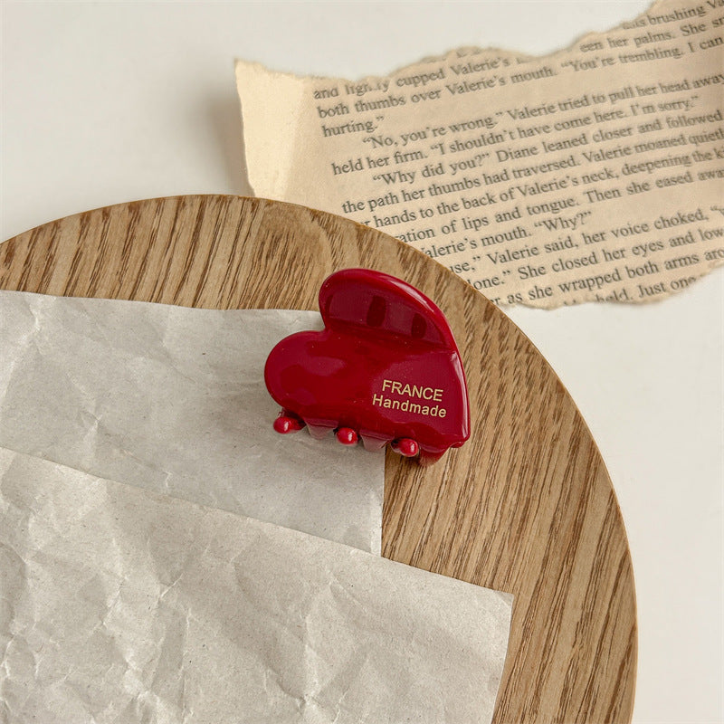 HKM-0793277 Elegant Acetate Love Heart Small Jaw Hairpin Clips in Various Colors