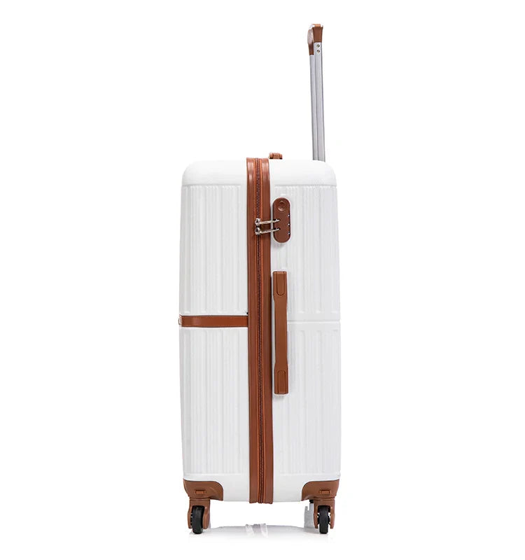 HKM-079379 Customisable ABS Luggage Set 20/24/28 with Leather Carry-On and Universal Wheels