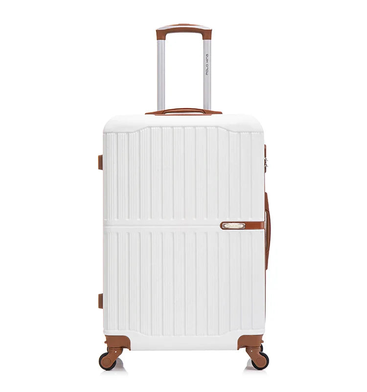 HKM-079379 Customisable ABS Luggage Set 20/24/28 with Leather Carry-On and Universal Wheels
