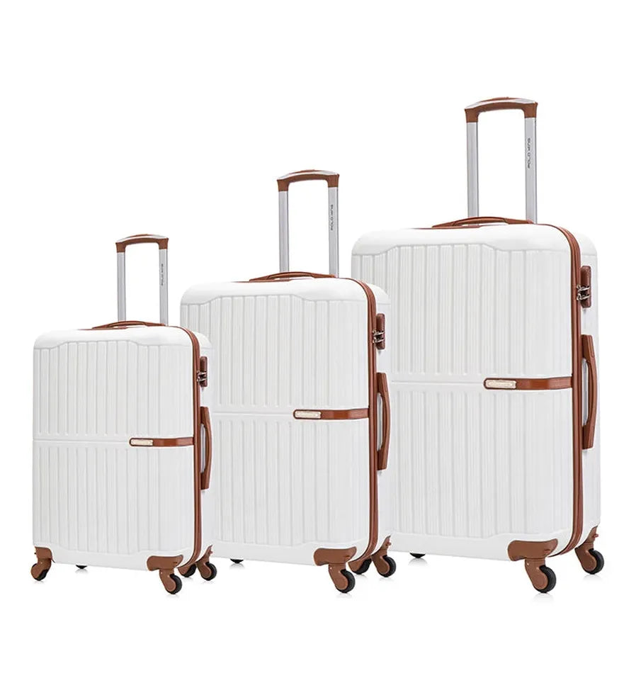HKM-079379 Customisable ABS Luggage Set 20/24/28 with Leather Carry-On and Universal Wheels