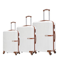 HKM-079379 Customisable ABS Luggage Set 20/24/28 with Leather Carry-On and Universal Wheels