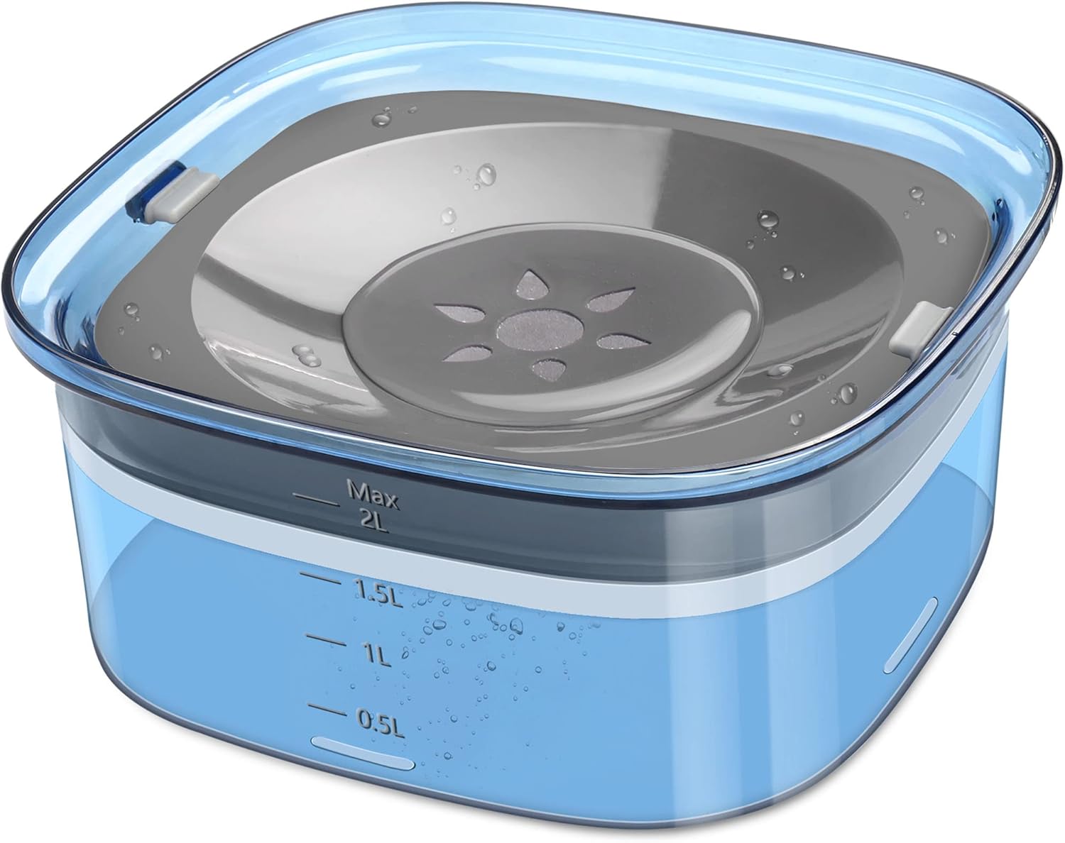 HKM-0794685 Large Capacity Spill Proof Dog Water Bowl with Slow Feeder Design and Anti-Spill Features - 2L, Multiple Colors Available