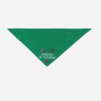 HKM-0794813 Festive Holiday Dog Headscarf - Green Elk, White Snowman, Red Letter, Polyester, Neck 25-48CM