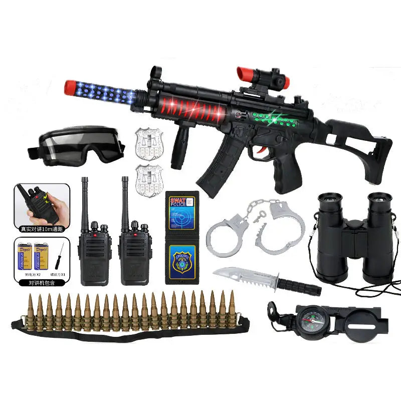 HKM-079507 Police Role Play Accessories Set for Kids - Soft Bullets & Plastic Knife, Ages 5+