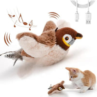 HKM-079507 Rechargeable Interactive Cat Toy with Touch Activation and Chirping Flapping Bird for Indoor Kittens
