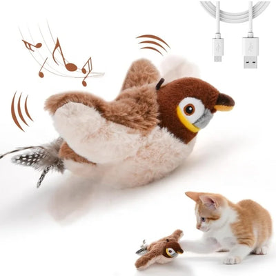 HKM-079507 Rechargeable Interactive Cat Toy with Touch Activation and Chirping Flapping Bird for Indoor Kittens