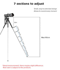 HKM-079699 Adjustable Tripod for iPhone with 7 Sections, High Elastic Rubber, 110CM Max Height, Anti-Skid Design