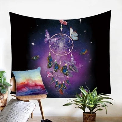 HKM-079699 Geometric Abstract Plush Fabric Tapestry for Bedroom and Living Room Decor