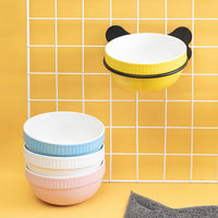 HKM-0797373 Slanted Ceramic Pet Bowl with Hanging Iron Frame - Anti-Overturning Design in Multiple Colors