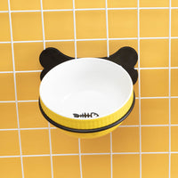 HKM-0797373 Slanted Ceramic Pet Bowl with Hanging Iron Frame - Anti-Overturning Design in Multiple Colors