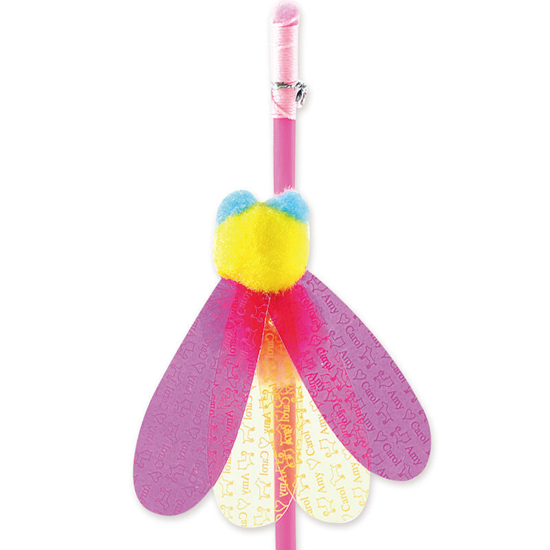 HKM-0798013 Cat Feather Sequins Ticker Stick - 45 cm Plush Ball Toy