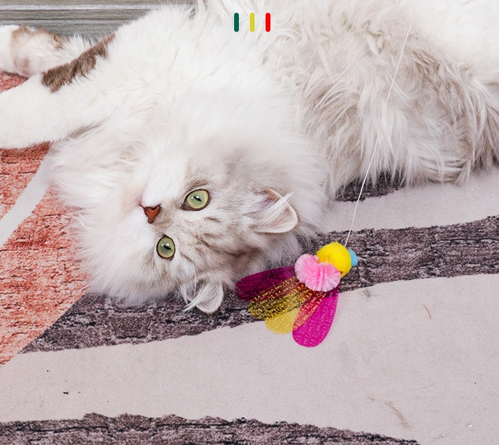 HKM-0798013 Cat Feather Sequins Ticker Stick - 45 cm Plush Ball Toy