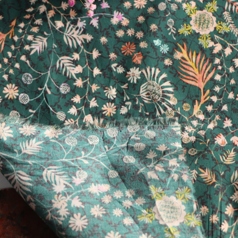 HKM-079827 Long Staple Cotton Digital Printed Fabric for Girls' Dresses - Floral & Plant Patterns, 1M x 1.45M