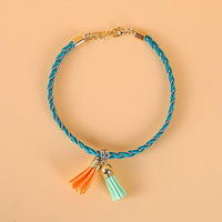 HKM-0799165 Colorblock Adjustable Cat Collar in Turquoise, Orange Green, and Pale Pink - Korean Velvet/Silk Material
