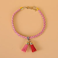 HKM-0799165 Colorblock Adjustable Cat Collar in Turquoise, Orange Green, and Pale Pink - Korean Velvet/Silk Material
