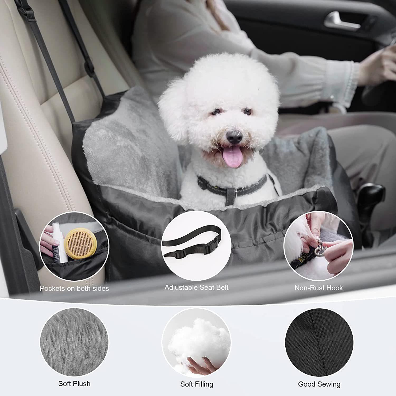 HKM-0799421 Deluxe Pet Car Dog Travel Seat - Soft Cloth, Multiple Colors, 55*50*35cm