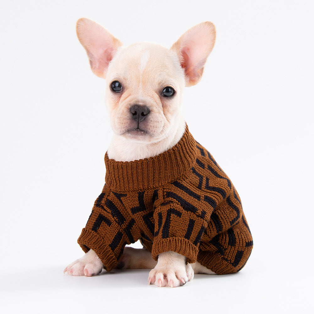 HKM-0800957 Fashion Dog Sweater Coat in Wool - Leisure Style, Double F Design, Available in Multiple Sizes