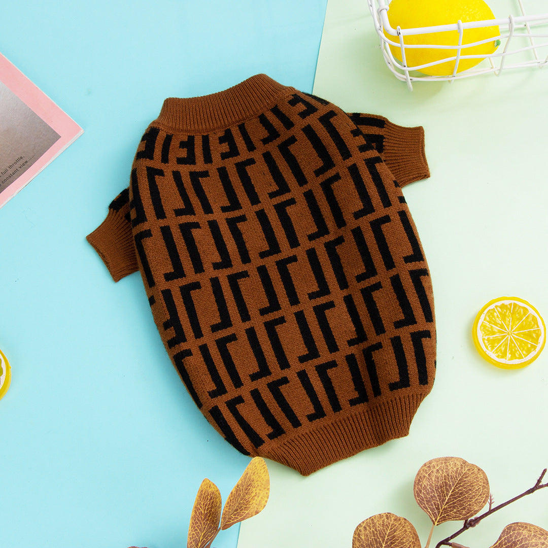 HKM-0800957 Fashion Dog Sweater Coat in Wool - Leisure Style, Double F Design, Available in Multiple Sizes