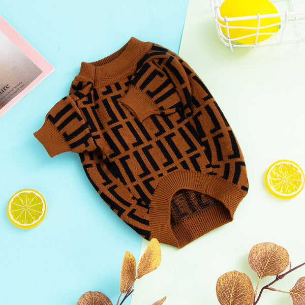 HKM-0800957 Fashion Dog Sweater Coat in Wool - Leisure Style, Double F Design, Available in Multiple Sizes