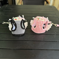 HKM-0802621 Pet Chest and Back Harness with Hand Holding Rope for Small Dogs - Cotton Material, Available in Pink and Black, Sizes XS to 2XL