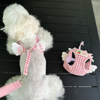 HKM-0802621 Pet Chest and Back Harness with Hand Holding Rope for Small Dogs - Cotton Material, Available in Pink and Black, Sizes XS to 2XL