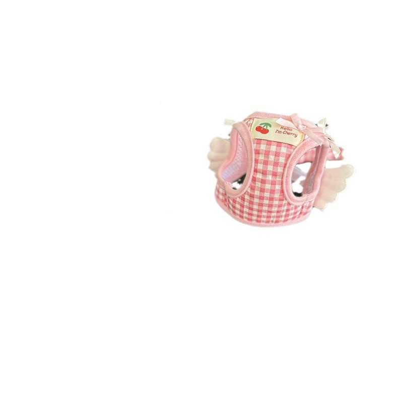 HKM-0802621 Pet Chest and Back Harness with Hand Holding Rope for Small Dogs - Cotton Material, Available in Pink and Black, Sizes XS to 2XL