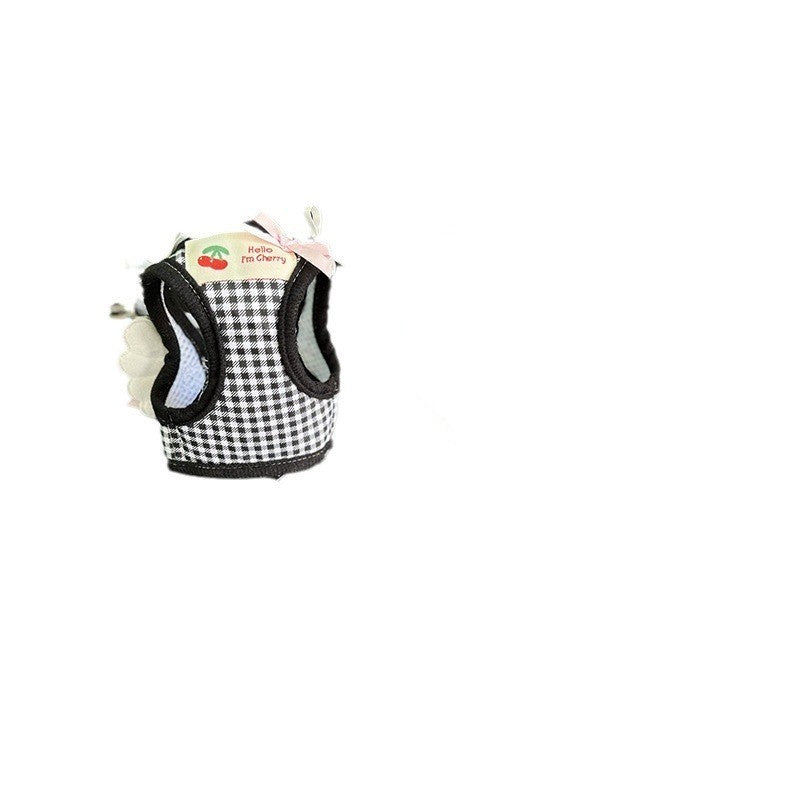 HKM-0802621 Pet Chest and Back Harness with Hand Holding Rope for Small Dogs - Cotton Material, Available in Pink and Black, Sizes XS to 2XL