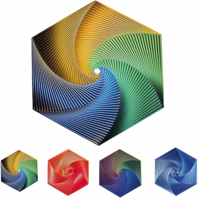HKM-080275 3D Printed Fractal Hexagon Fidget Spiral Toy for Stress Relief and Anxiety Management
