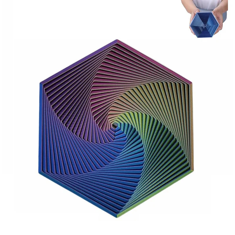 HKM-080275 3D Printed Fractal Hexagon Fidget Spiral Toy for Stress Relief and Anxiety Management