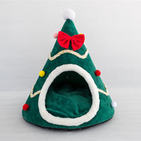 HKM-0803005 Christmas-Themed Pet Nest in Red and Green - Warm Cloth Bed for Cats and Dogs, Available in Small, Medium, and Large Sizes