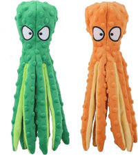 HKM-080339 Durable Octopus Dog Squeaky Toy for Teething and Interactive Play - No Stuffing, Crinkle Plush Design for Small to Large Dogs