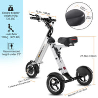 HKM-080339 Electric Tricycle Mobility Scooter with 10-Inch Tires, 250W Motor, Foldable Design, and Reverse Function