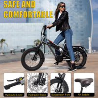 HKM-080467 1200W Electric Road Bike with Dual Battery, 20 Inch Fat Tires, Hydraulic Brakes, 120 Miles Range