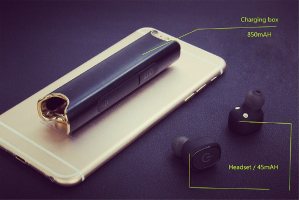 HKM-080467 Wireless Earbuds with Built-In Power Bank, IP67 Waterproof, Bluetooth 4.2, Noise Isolation, Dual Headphones Compatible with iOS and Android
