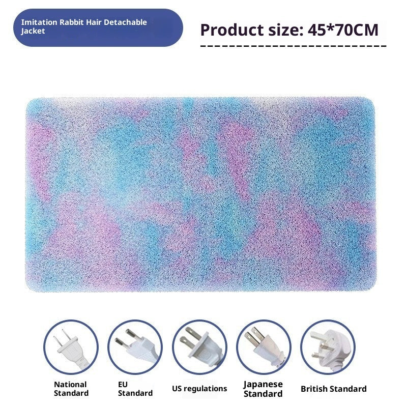 HKM-0804797 Electric Heating Pad for Pets - Waterproof Tie-Dyed Rabbit Hair Blanket, 30x40cm, 45x45cm, 45x70cm